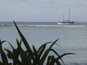 At anchor.