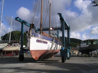 Lifting the boat out of the water