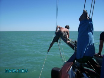 Fine tuning the bowsprit.