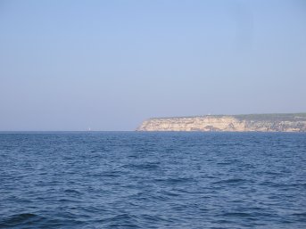 Looking back at Cape Trafalgar in calmer sea