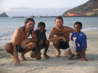 The boys on the beach.