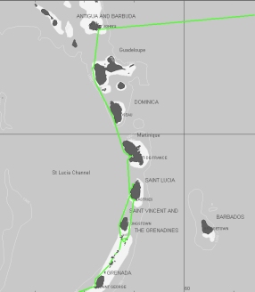 Our route through the Caribbean Windward Isles