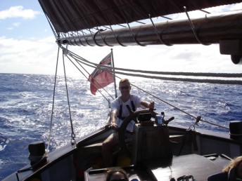 Matt happy on the helm