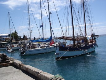 Moored stern-to in Rarotonga harbour