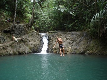 Rob jumping off the rope swing