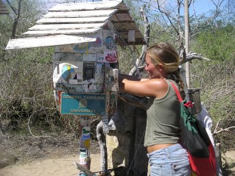 Merryn checking the post