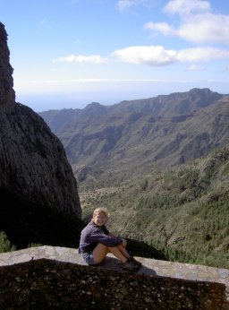 Jo in front of a rock