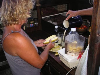 Jay making a banana milkshake