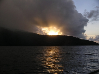 Sun rising over Fatu Hiva