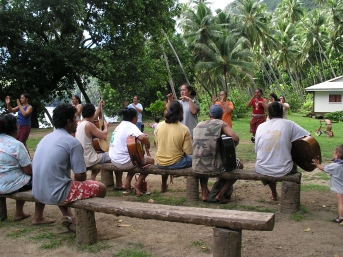 Musicians and dancers practicing