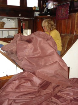 Emergency repairs to the staysail