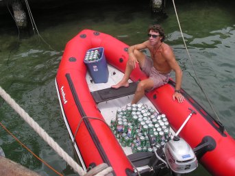 Stu guarding some of the beer