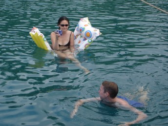 Matt and Polly swimming