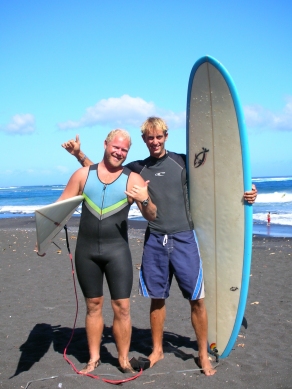 The surfers ready for action