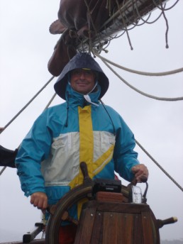 Cees in his wet weather gear