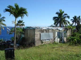 House on the cliff destroyed by hurricane