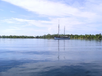 Calm anchorage inside the lagoon