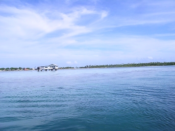 Pearl farms dotted within the lagoon