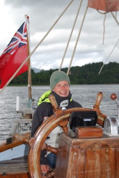 Clare at the helm