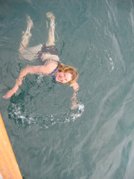 Katharine in the icy water