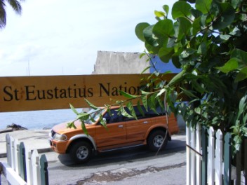 Marine Park Notice Board & Lesser Antilles Iguana