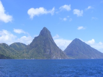 Famous piton rising up on W coast of St Lucia