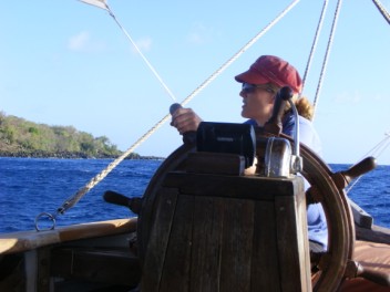 Fiona at the helm