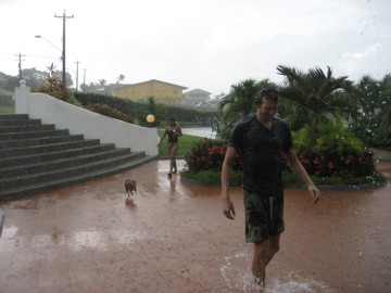 vital r and r at chez farah n james, in the rain