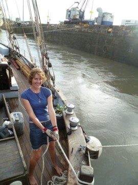 The water drains out as we move down locks